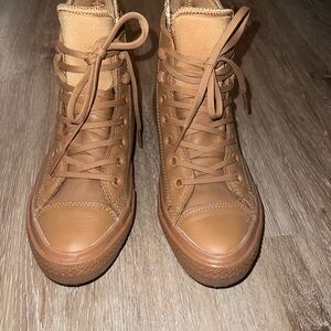 Converse Tan Lace Up Boots with Smooth Leather Finish